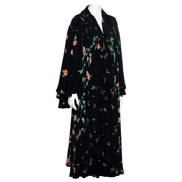 Ossie Clark angel-sleeve drawstring dress with print by Celia