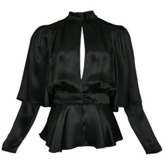 Ossie Clark Black Keyhole Cardinal Blouse