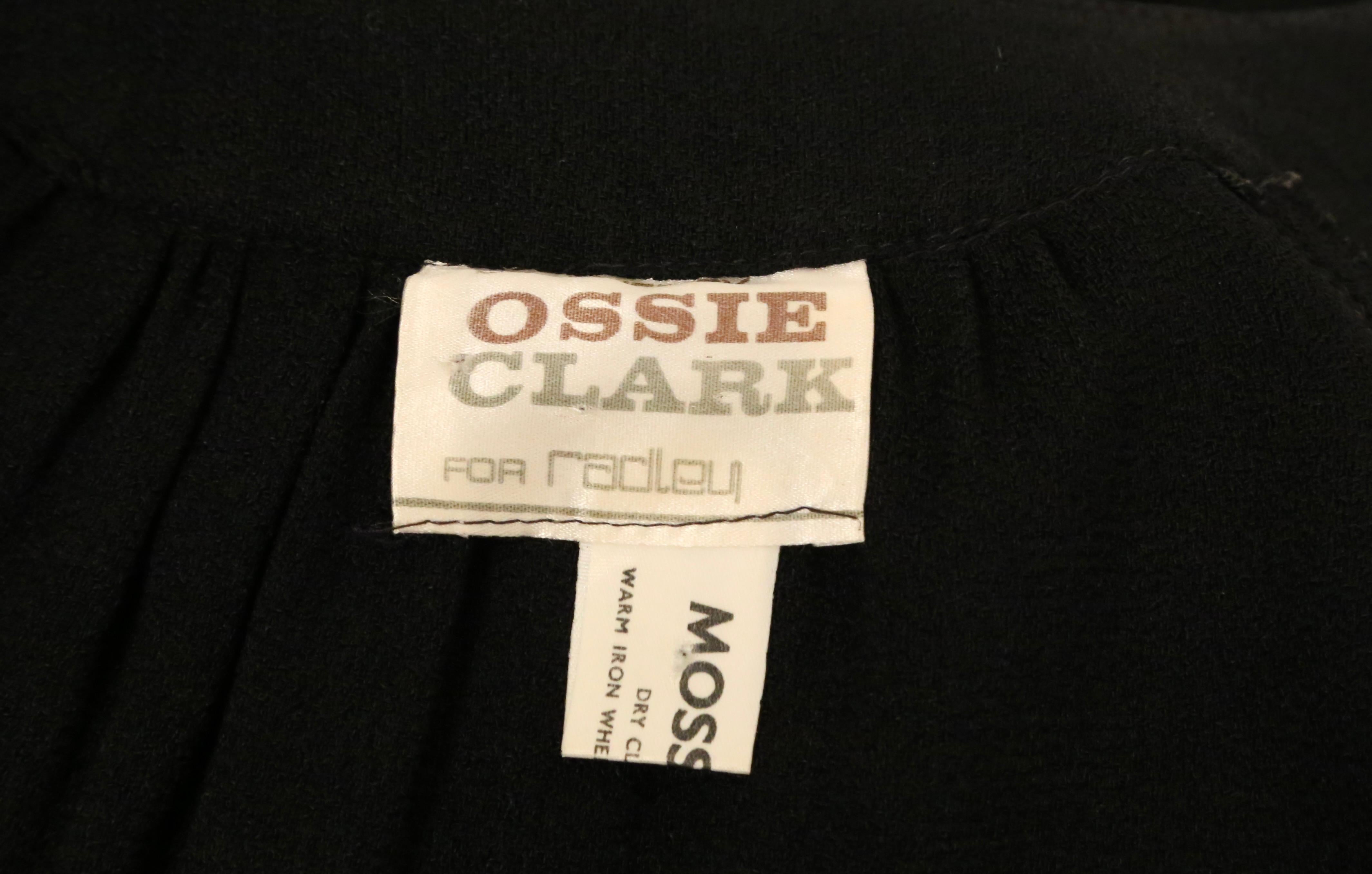 OSSIE CLARK black moss crepe dress with embroidered moons & stars For Sale 6
