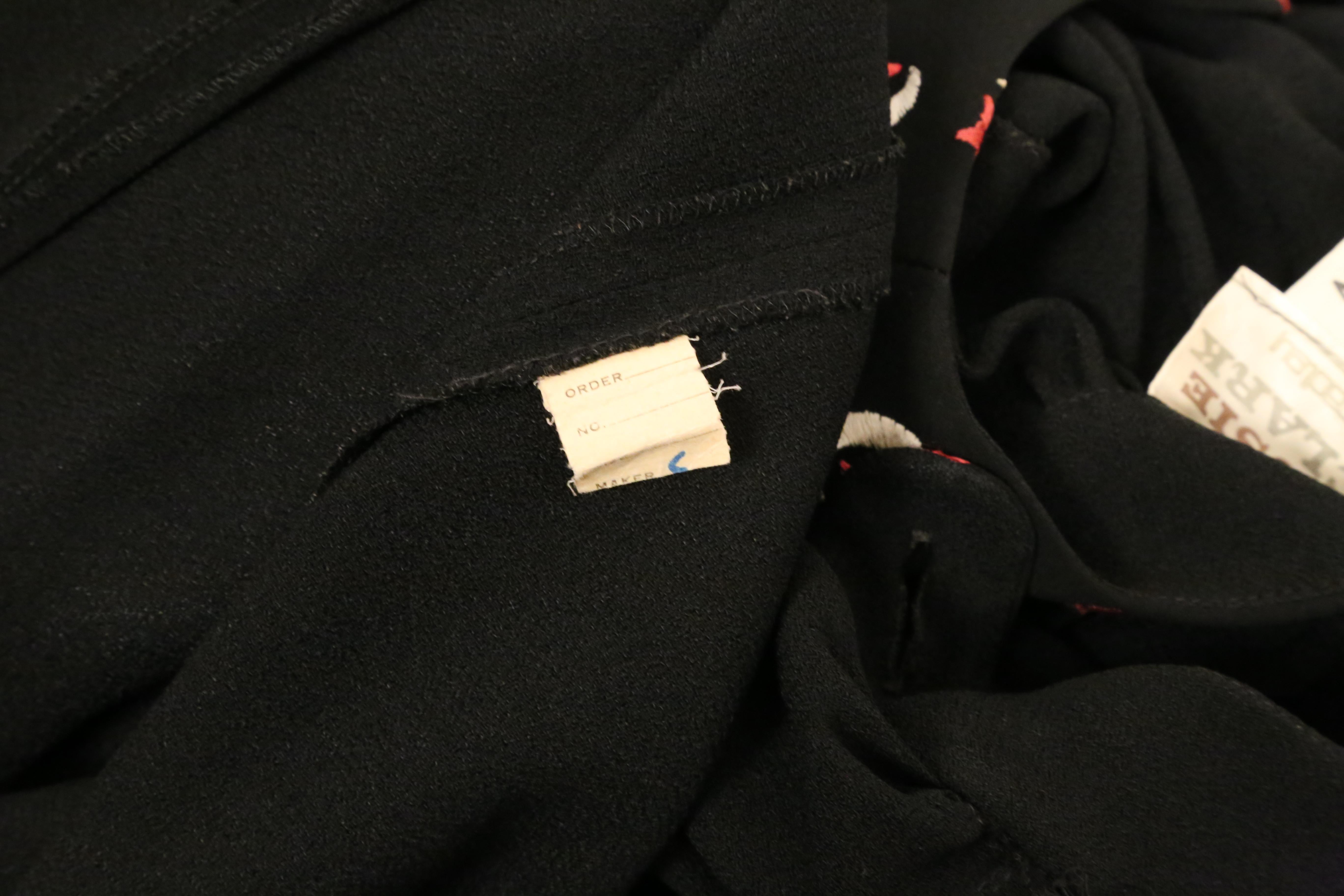 OSSIE CLARK black moss crepe dress with embroidered moons & stars For Sale 7