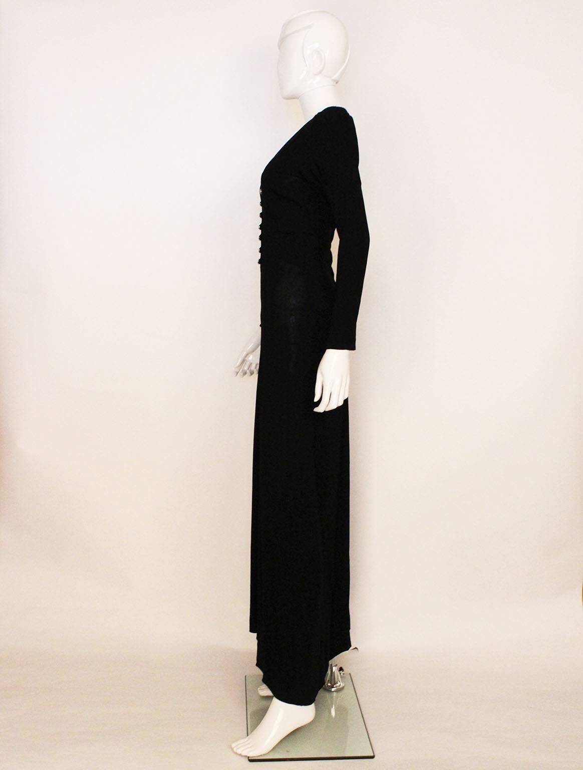 Ossie Clark Black Moss Crepe Maxi Dress, 1970s  In Excellent Condition In London, GB