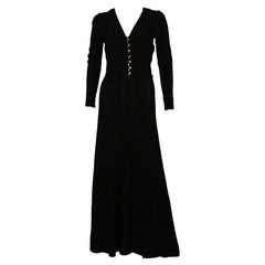 Ossie Clark Black Moss Crepe Maxi Dress, 1970s 