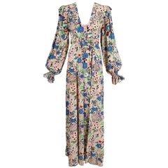 Ossie Clark Celia Birtwell Pretty Woman Printed Marocain Smock Dress, 1970s