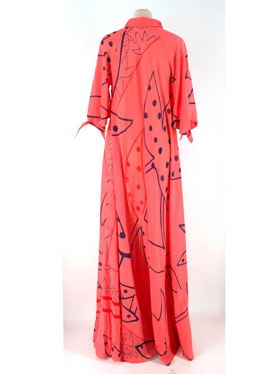 Pink Ossie Clark cotton and silk-blend maxi dress US 6
