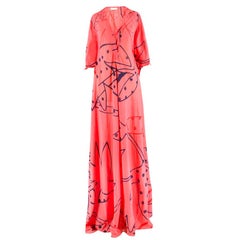 Ossie Clark cotton and silk-blend maxi dress US 6