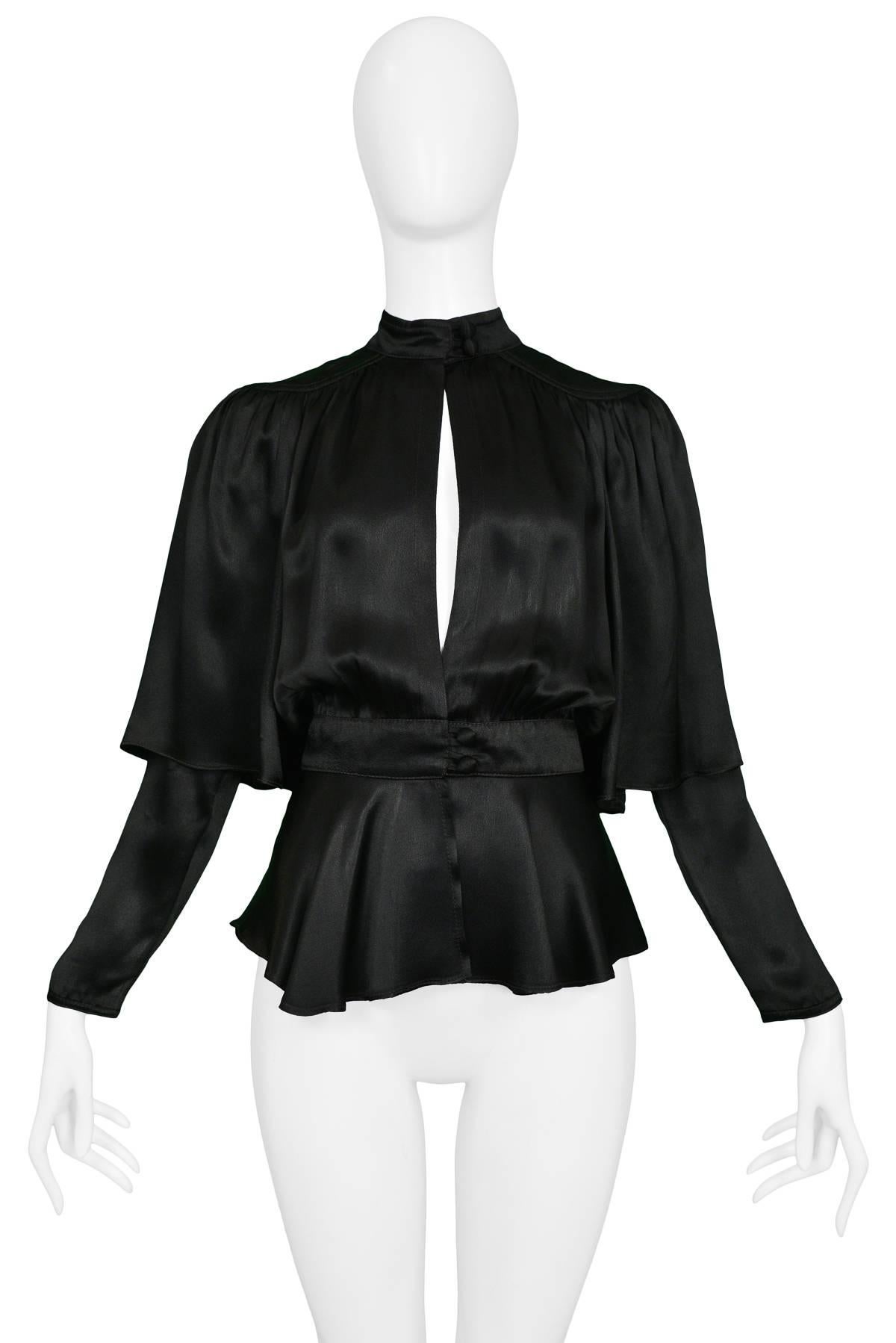 Ossie Clark Black Keyhole Cardinal Blouse In Excellent Condition In Los Angeles, CA