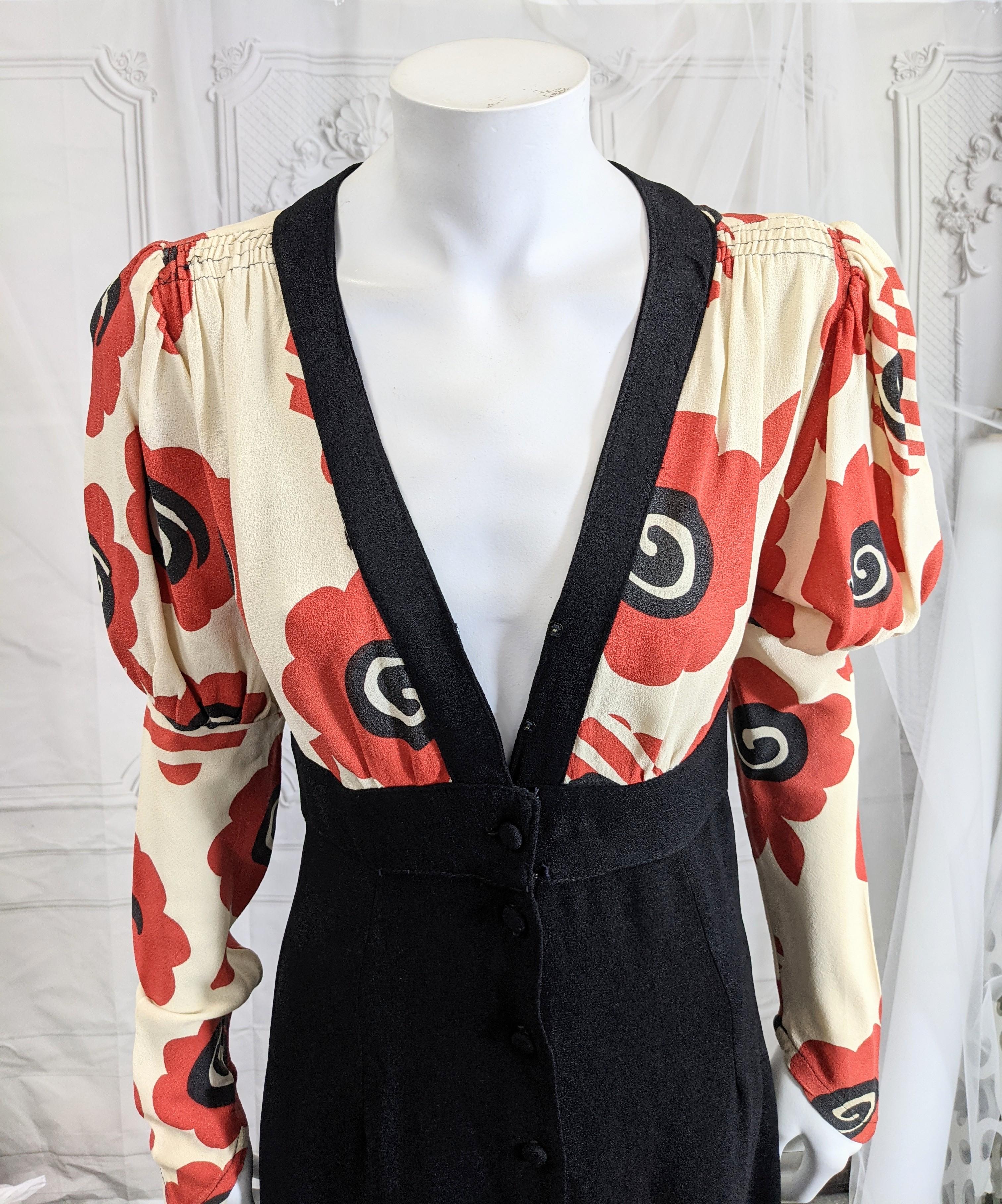 Black Ossie Clark Iconic Poppy Print Day Dress For Sale