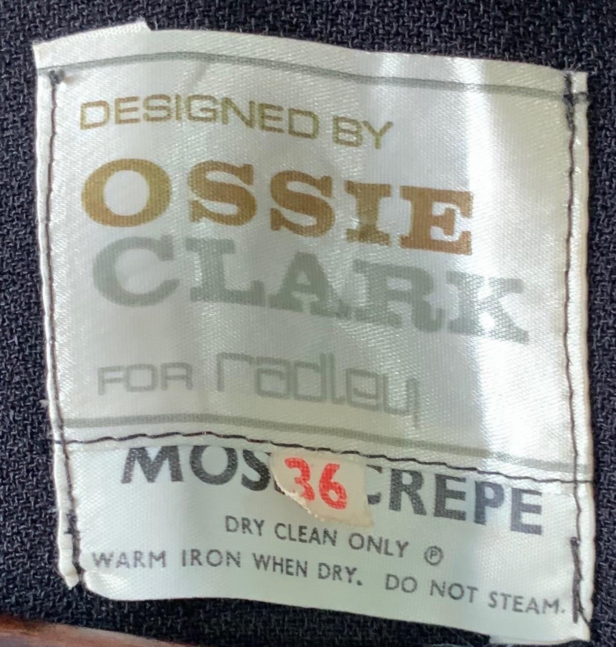 Ossie Clark moss crepe and satin full length evening dress, circa 1970s  5