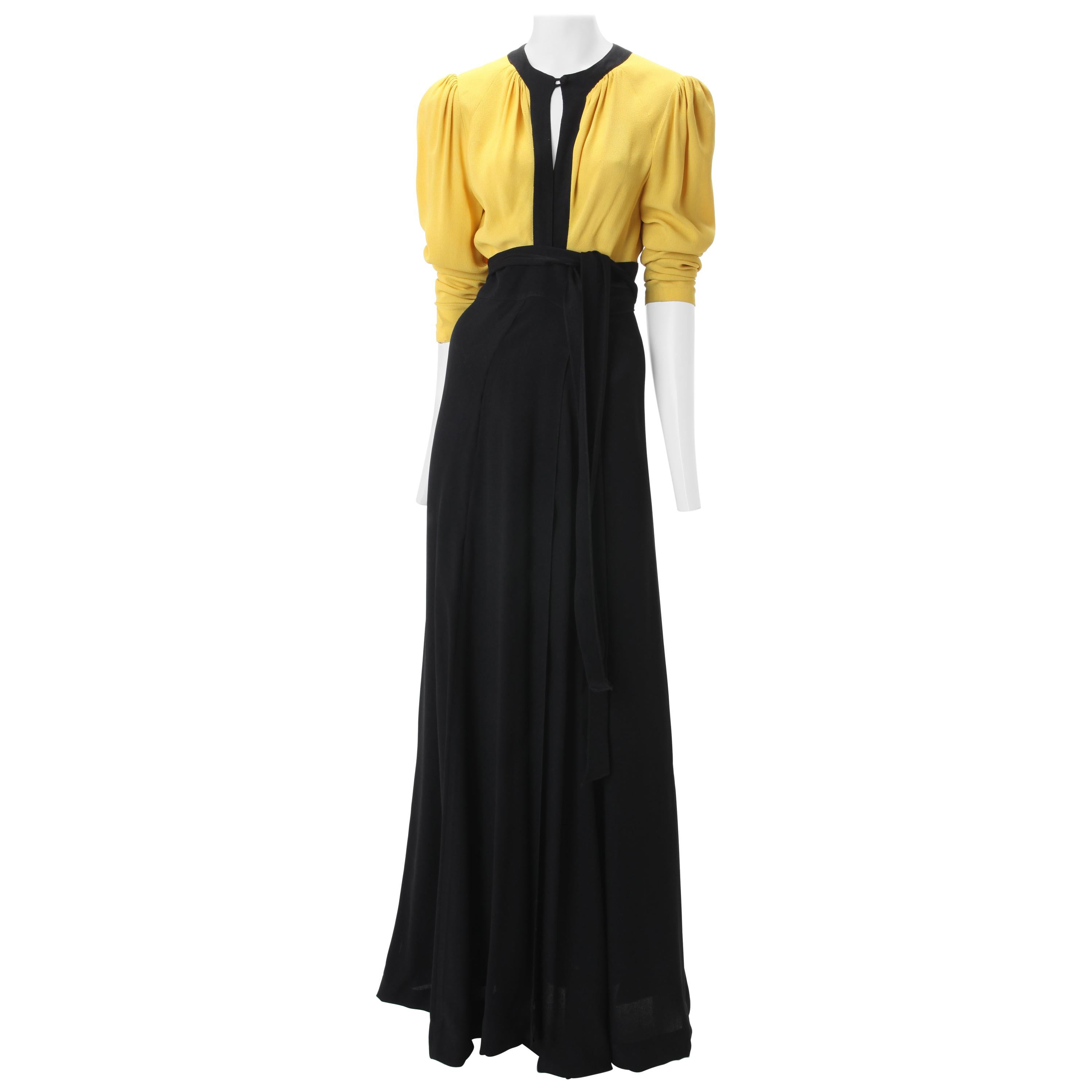 Ossie Clark Moss Crepe Wrap Dress c. 1970s UK 38