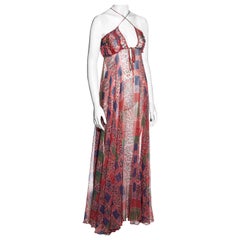 Vintage Ossie Clark pink silk chiffon maxi dress with Celia Birtwell print, ss 1976