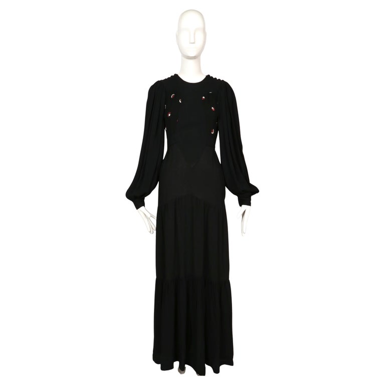 ossie clark black dress Ossie Clark for Quorum 1970's Boho Dress – Midnight Dolls Vintage