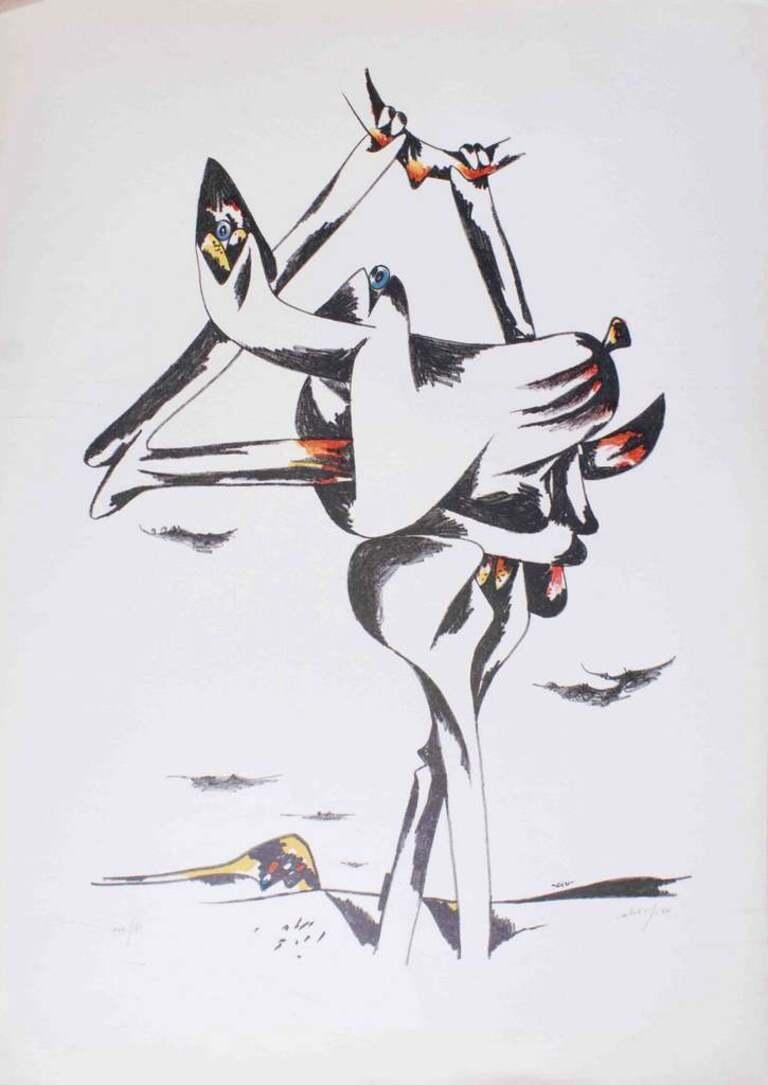 Astratto - Litografia di Ossip Zadkine - Anni '60