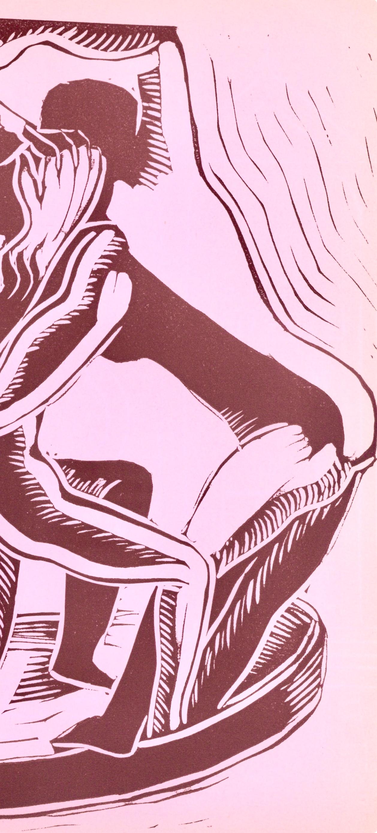 Composition, Société internationale d'art XXe siècle - Pink Abstract Print by Ossip Zadkine