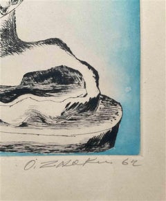 Femme à la Guitare - Acquaforte di Ossip Zadkine - 1962