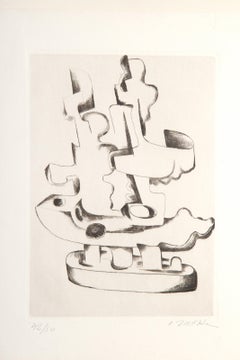 from 23 Gravures, Abstract Minimalist Etching by Ossip Zadkine