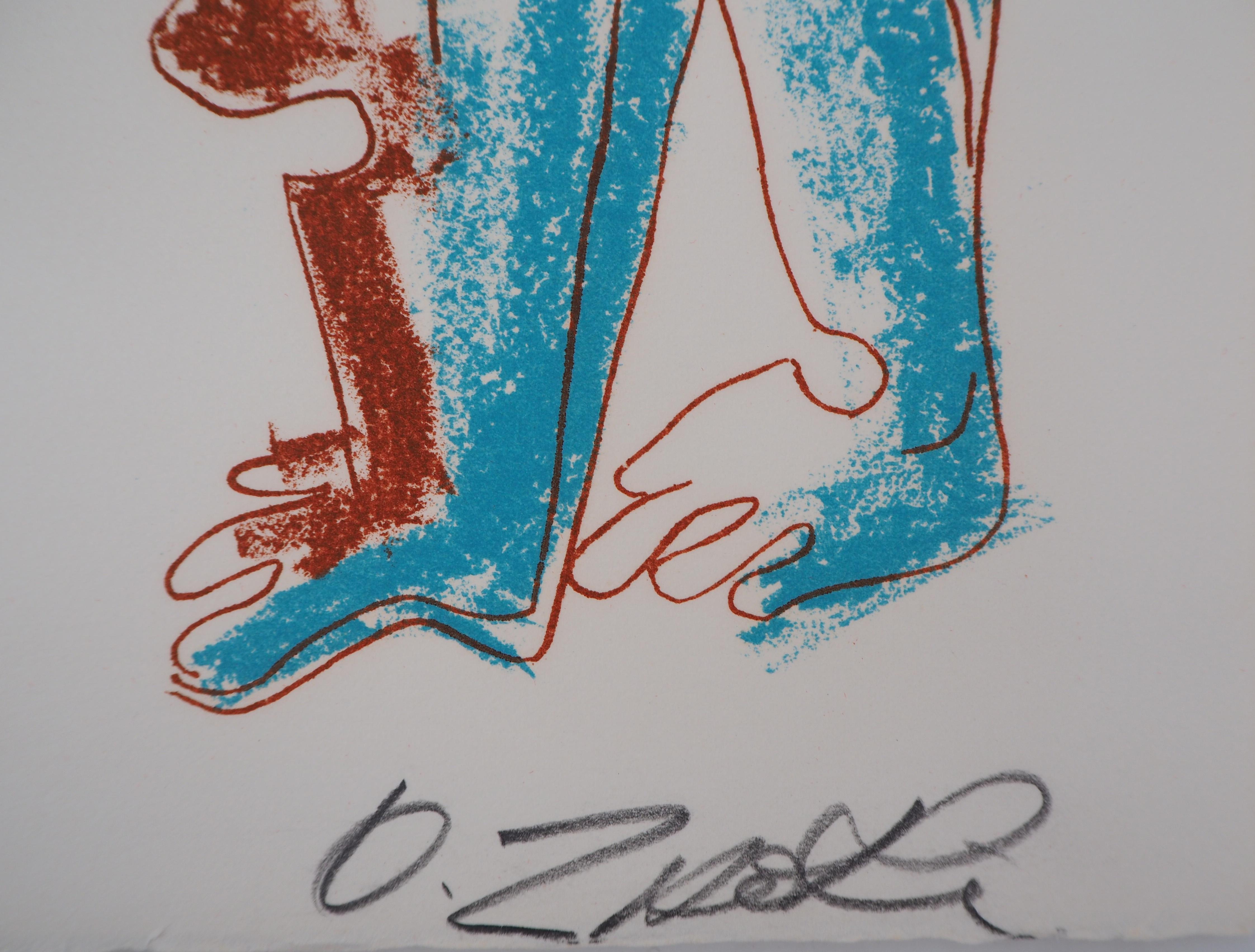 Hugging Couple - Original handsigned lithograph - Print by Ossip Zadkine