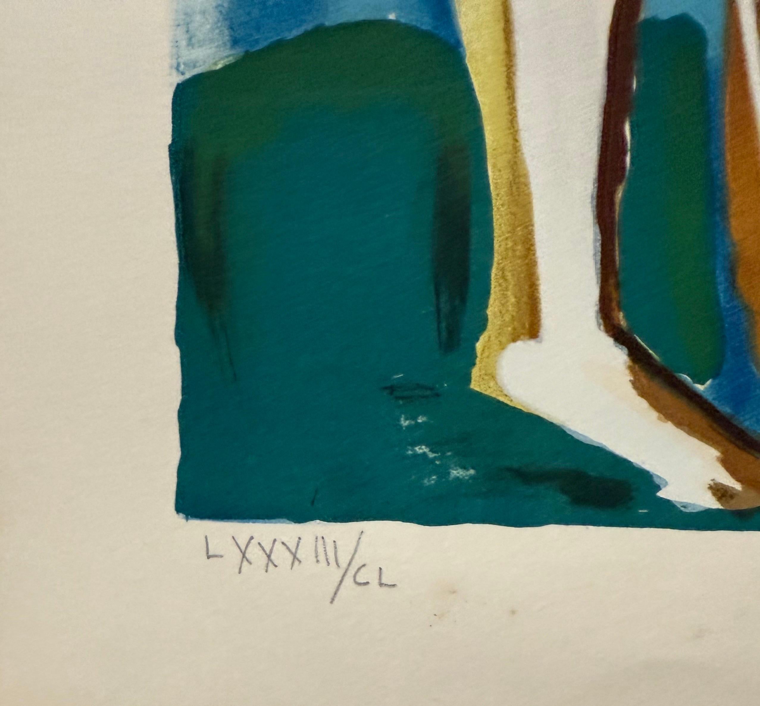 Large Cubist Modernist Color French Lithograph Zadkine Figures La Famille For Sale 1