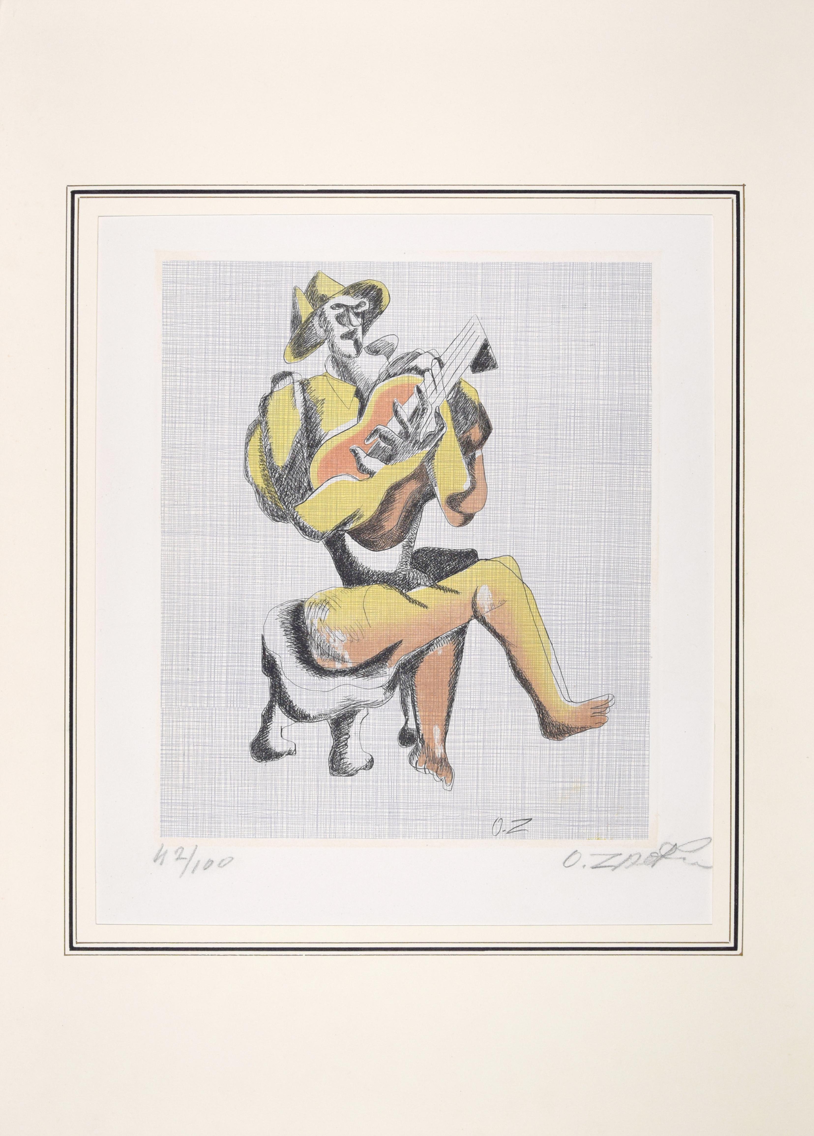 Le Guitariste - Acquaforte originale di Ossip Zadkine - 1966 in vendita 1