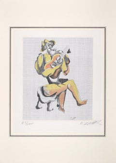Le Guitariste - Original Etching by Ossip Zadkine - 1966