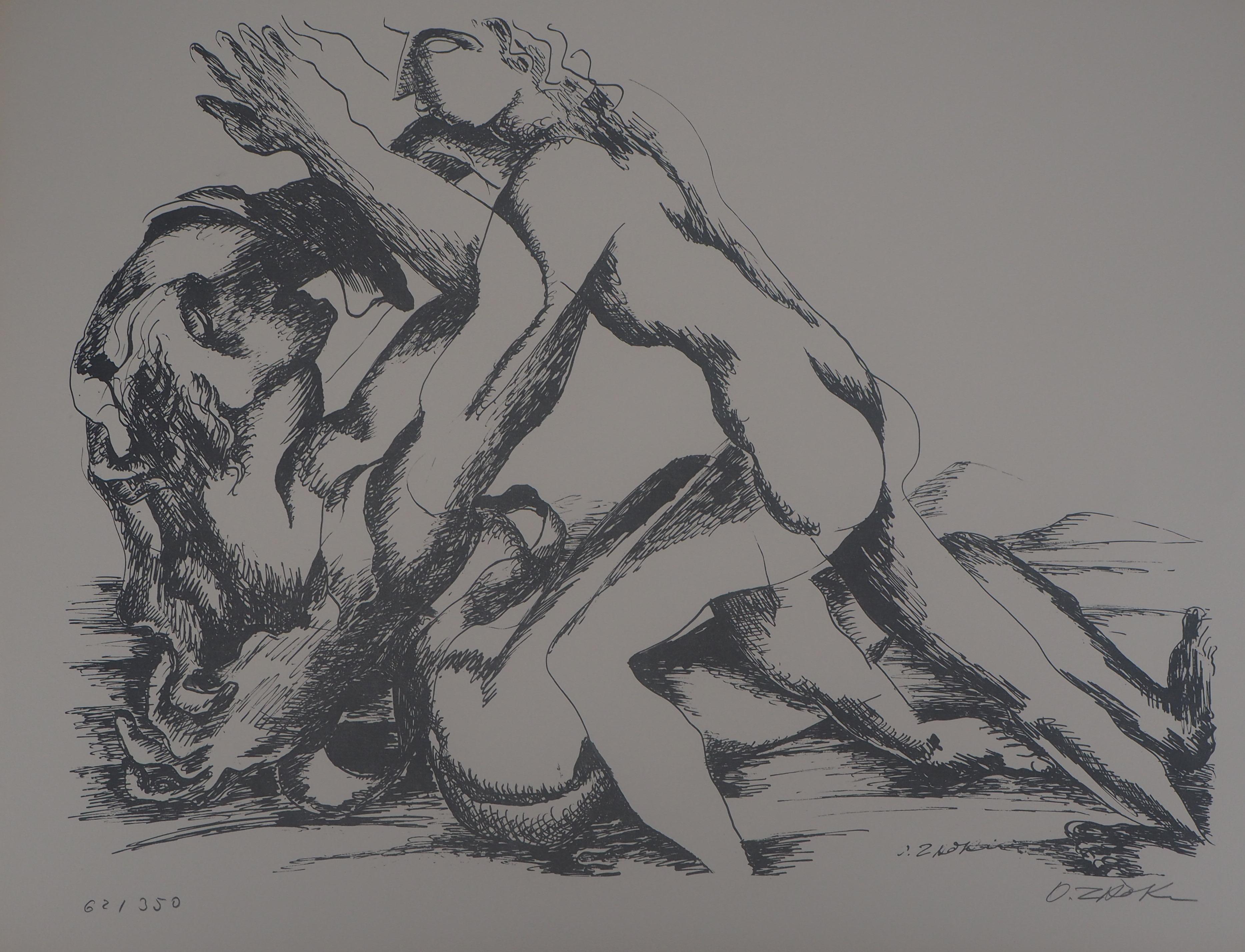 Ossip Zadkine Figurative Print - Mythology : Heracles and the Belt - Original Lithograph Hand Signed & Numbered