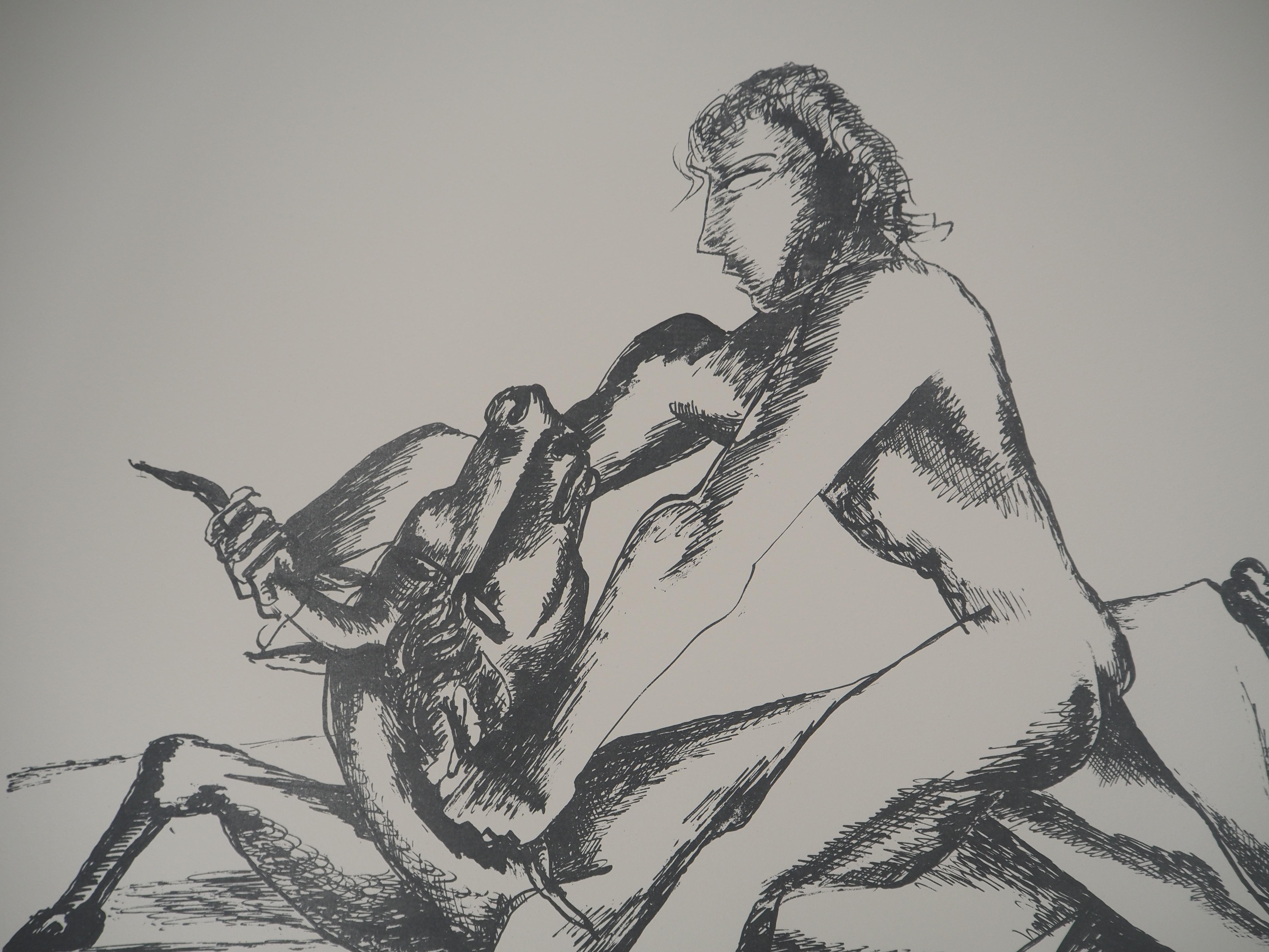 Ossip Zadkine
Mythology : Heracles and the Bull 1960

Original lithograph
Hand signed in pencil
Numbered /350 copies
On vellum size 69 x 54 cm (c. 27 x 21  in)

Excellent condition