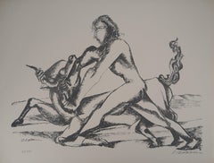 Mythologie : Heracles et le taureau - Lithographie originale signée et numérotée à la main