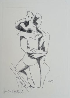 Vintage Ossip Zadkine a pair of original etchings made at Atelier 17 Hayter Paris Couple