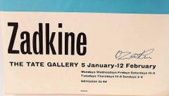 Scarce 1961 Tate Gallery Exhibition poster Hand signed by sculptor Ossip Zadkine
