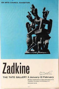 Scarce 1961 Tate Gallery Exhibition poster Hand signed by sculptor Ossip Zadkine