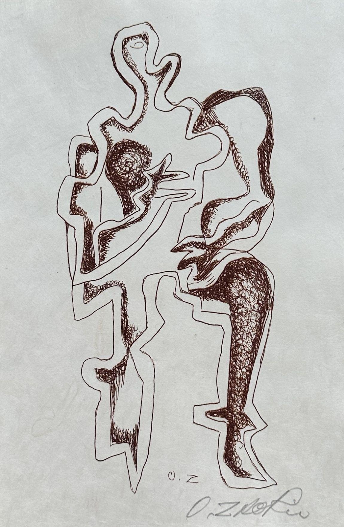 Ossip Zadkine Figurative Print - Surrealist Man - Original Etching Hand Signed - Czwiklitzer n°57