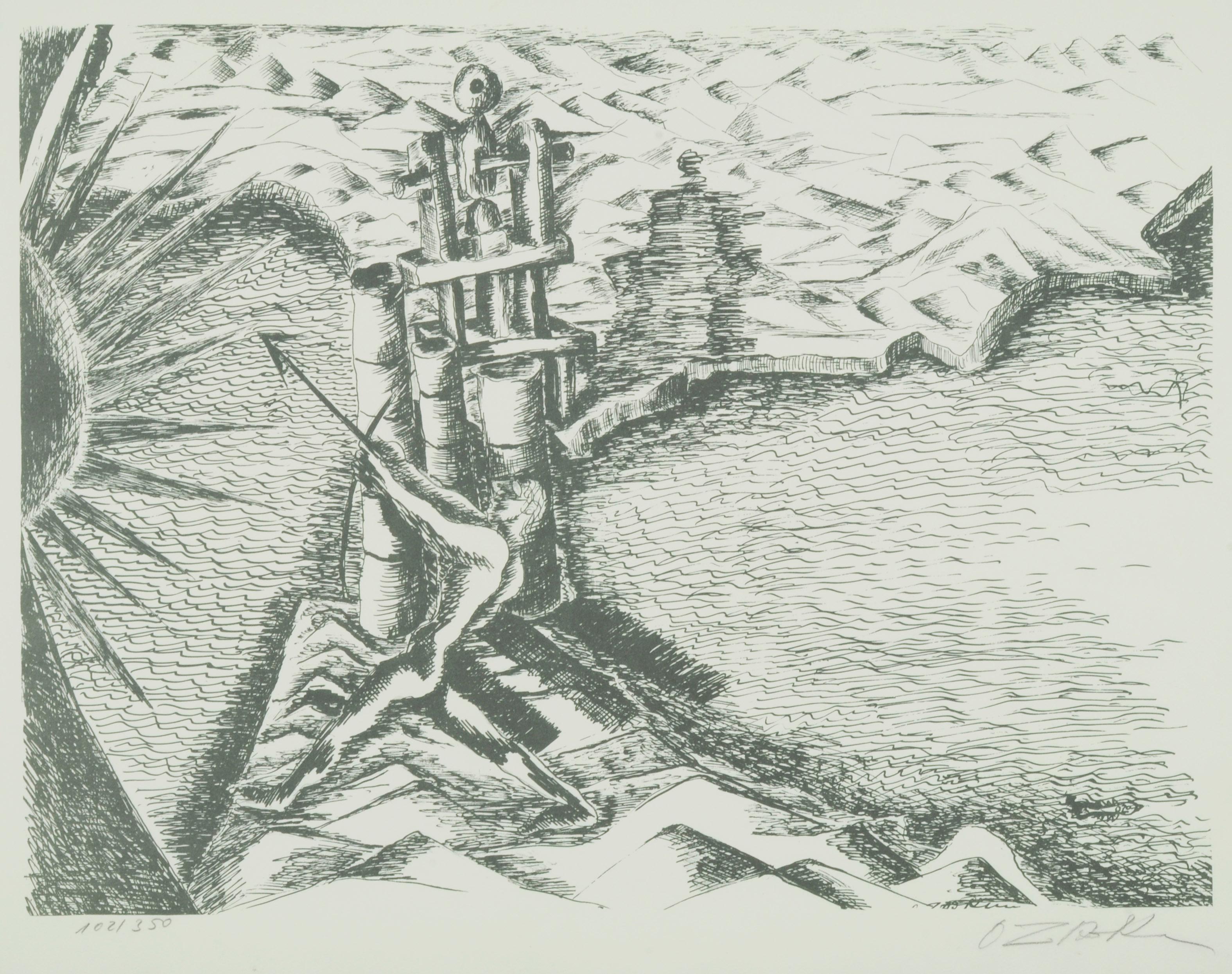 Ossip Zadkine Landscape Print - The Columns of Herakles
