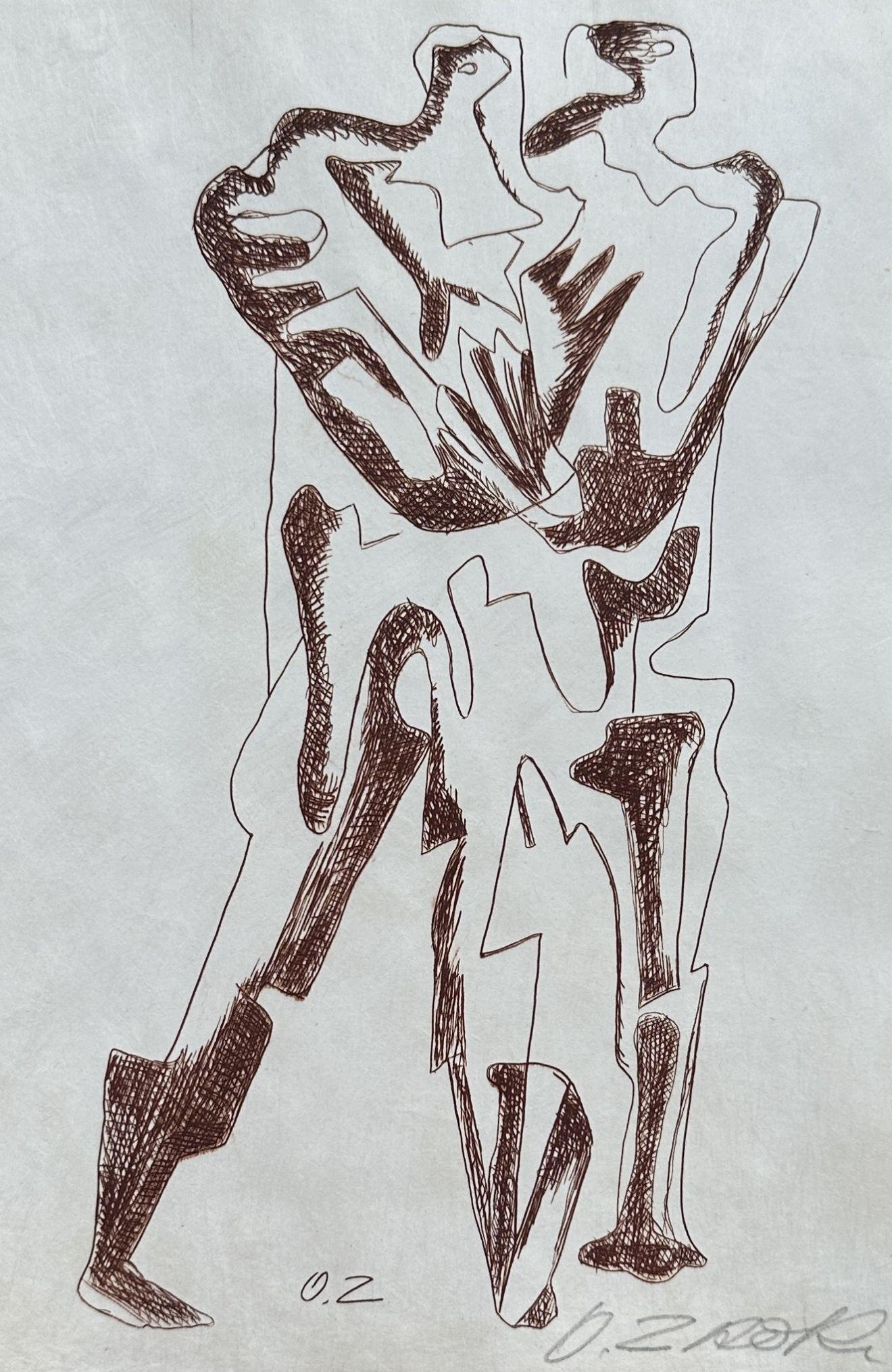 Ossip Zadkine Figurative Print - The Lovers - Original Etching Hand Signed - Czwiklitzer n°55