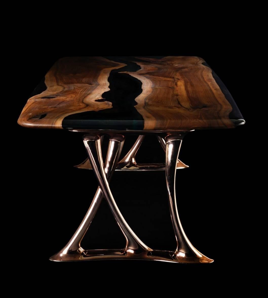 American Osso 270 Epoxy Resin Walnut Dinning Table For Sale