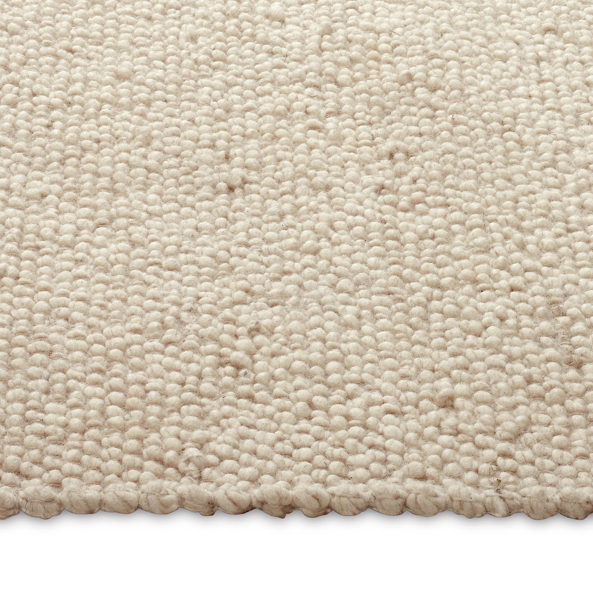 XXI secolo e contemporaneo Ossum 6x9ft ecrù in lana NZ con disegno boucle, tappeto di lusso tessuto a mano in vendita