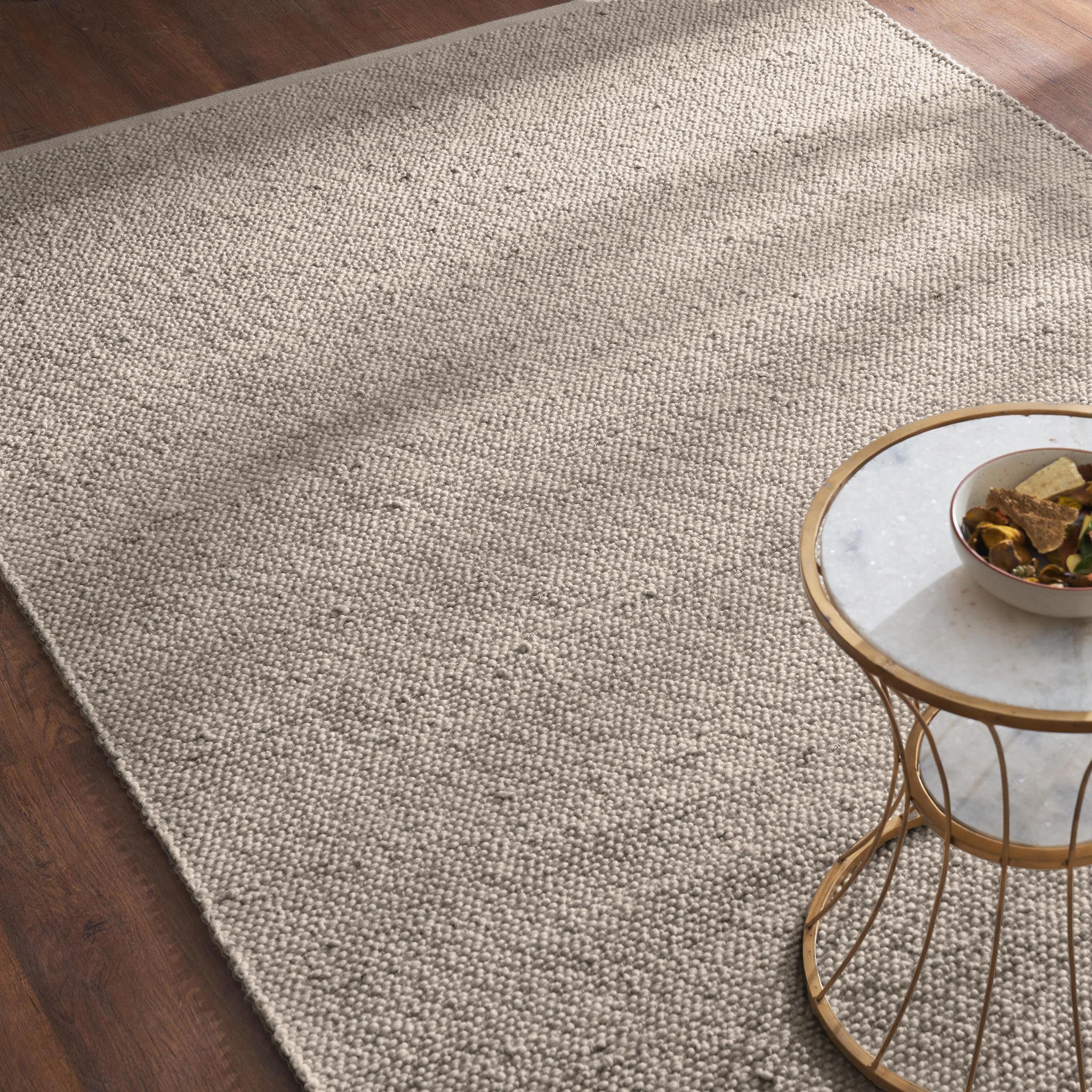 Indiano Ossum 6x9ft argento NZ lana boucle design tappeto di lusso tessuto a mano in vendita