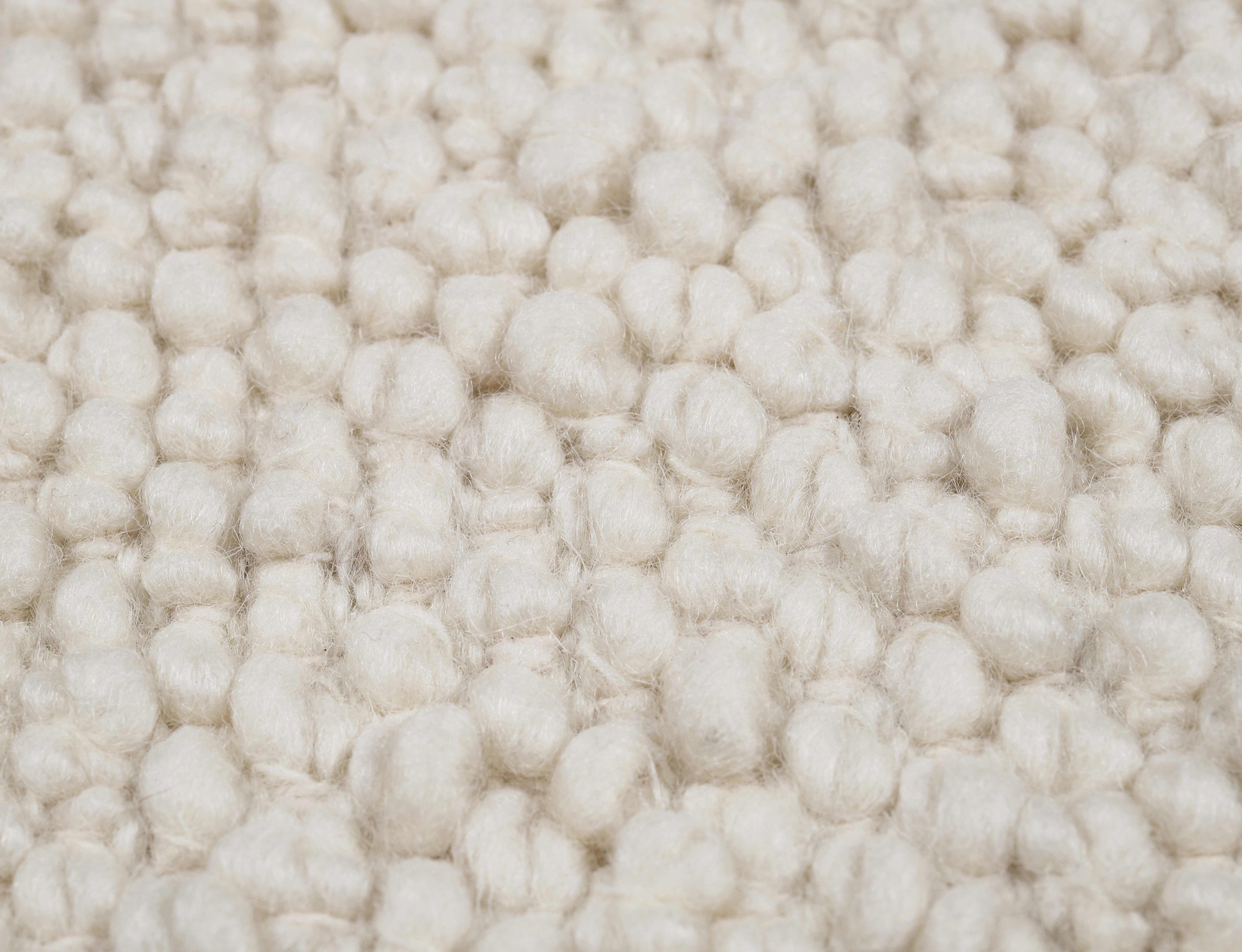 Hand-Woven Ossum, Ecru, Handwoven Face100% New Zealand Wool, 6' x 9' For Sale