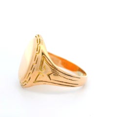 Ostby Barton 10k Yellow Gold Etched Work & Greek Key Design Signet Men's Ring
