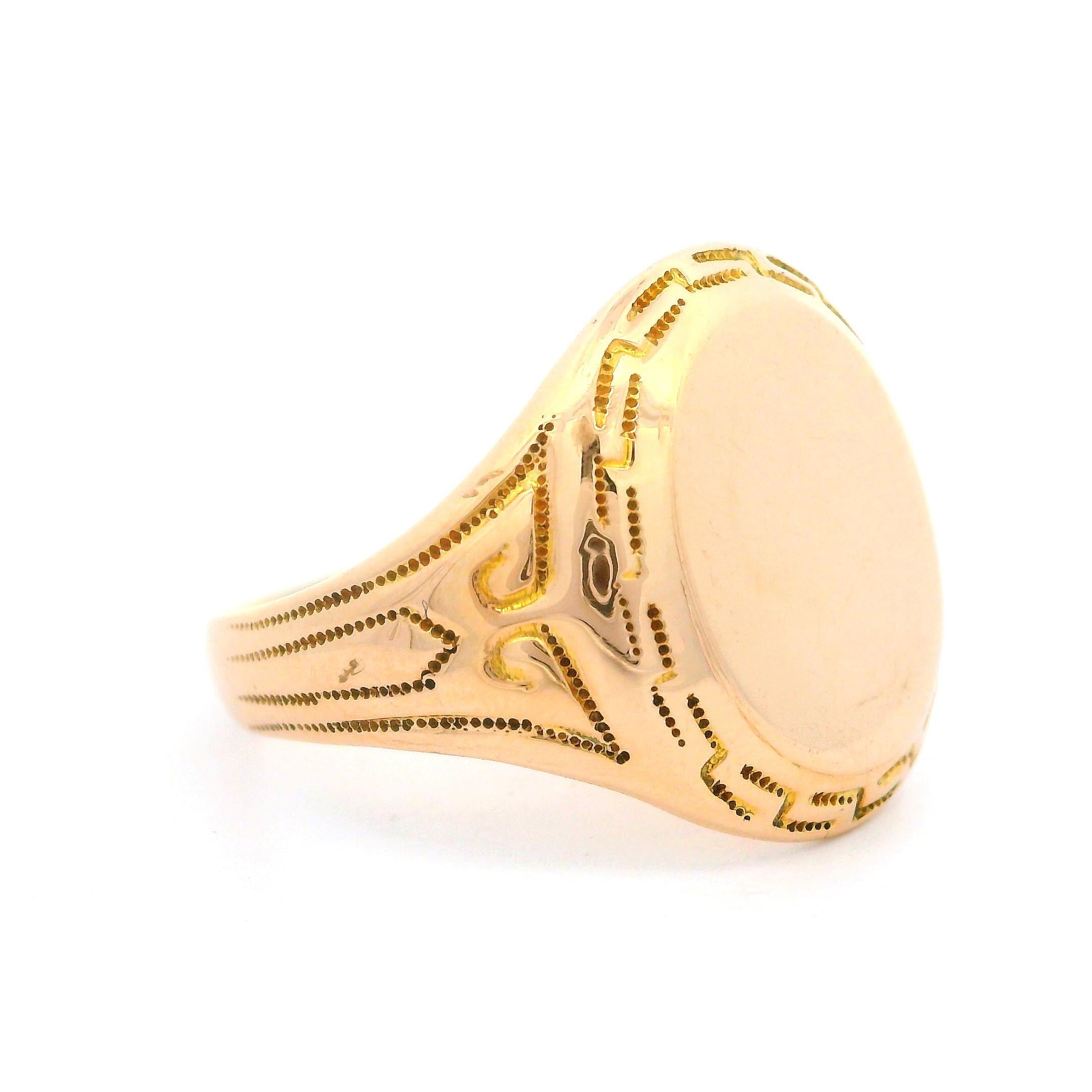 Anillo de sello para hombre Ostby Barton de oro amarillo de 10 quilates con grabado y diseño de llave griega en venta 2