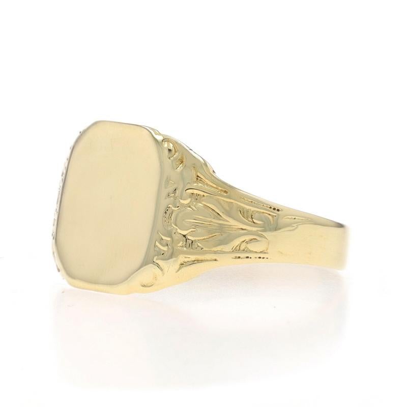 Women's Ostby & Barton Art Deco Signet Men's Ring - Yellow Gold 10k Vintage Engravable For Sale