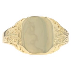 Ostby & Barton Art Deco Signet Men's Ring - Yellow Gold 10k Vintage Engravable