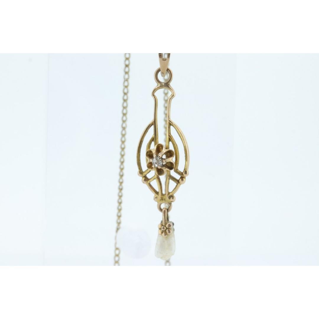 Lavallière Ostby Barton Pendentif lavallière en or 10 carats avec une coupe beurre sertie de diamants en vente 2