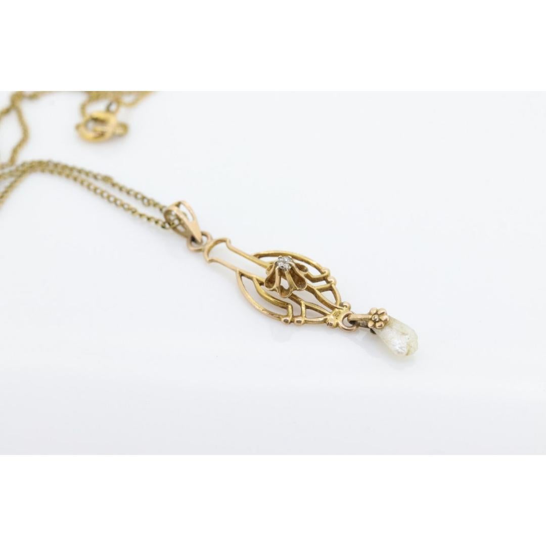 Lavallière Ostby Barton Pendentif lavallière en or 10 carats avec une coupe beurre sertie de diamants en vente 3