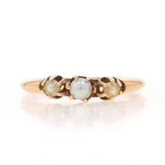 Ostby & Barton Pearl Art Deco Three-Stone Ring - Yellow Gold 10k Antique
