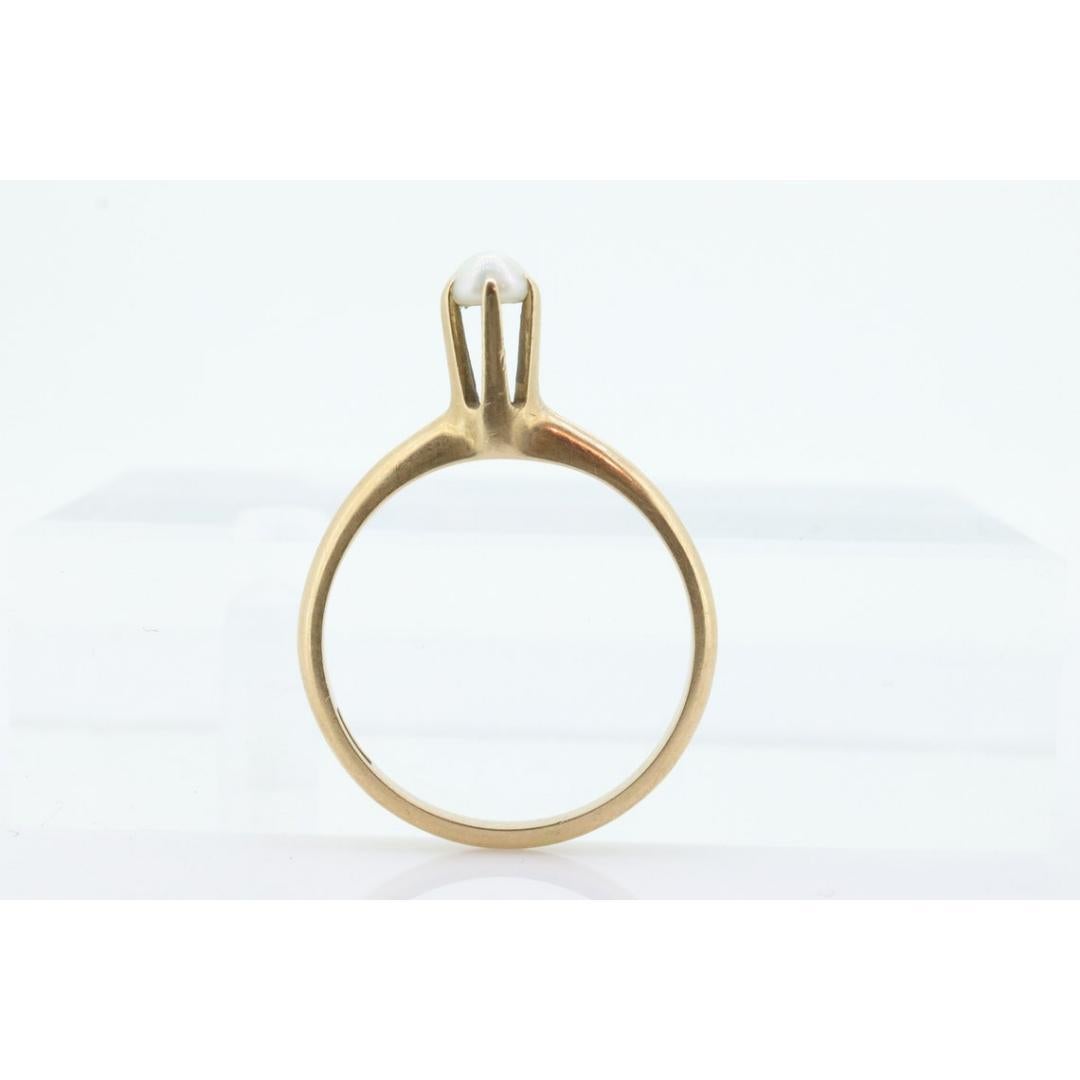 Ostby Barton Perlenring. 14k Gelbgold HIGH Claw Design. OB aus dem Art déco-Stil, 1920 im Zustand „Gut“ in Port Charlotte, FL