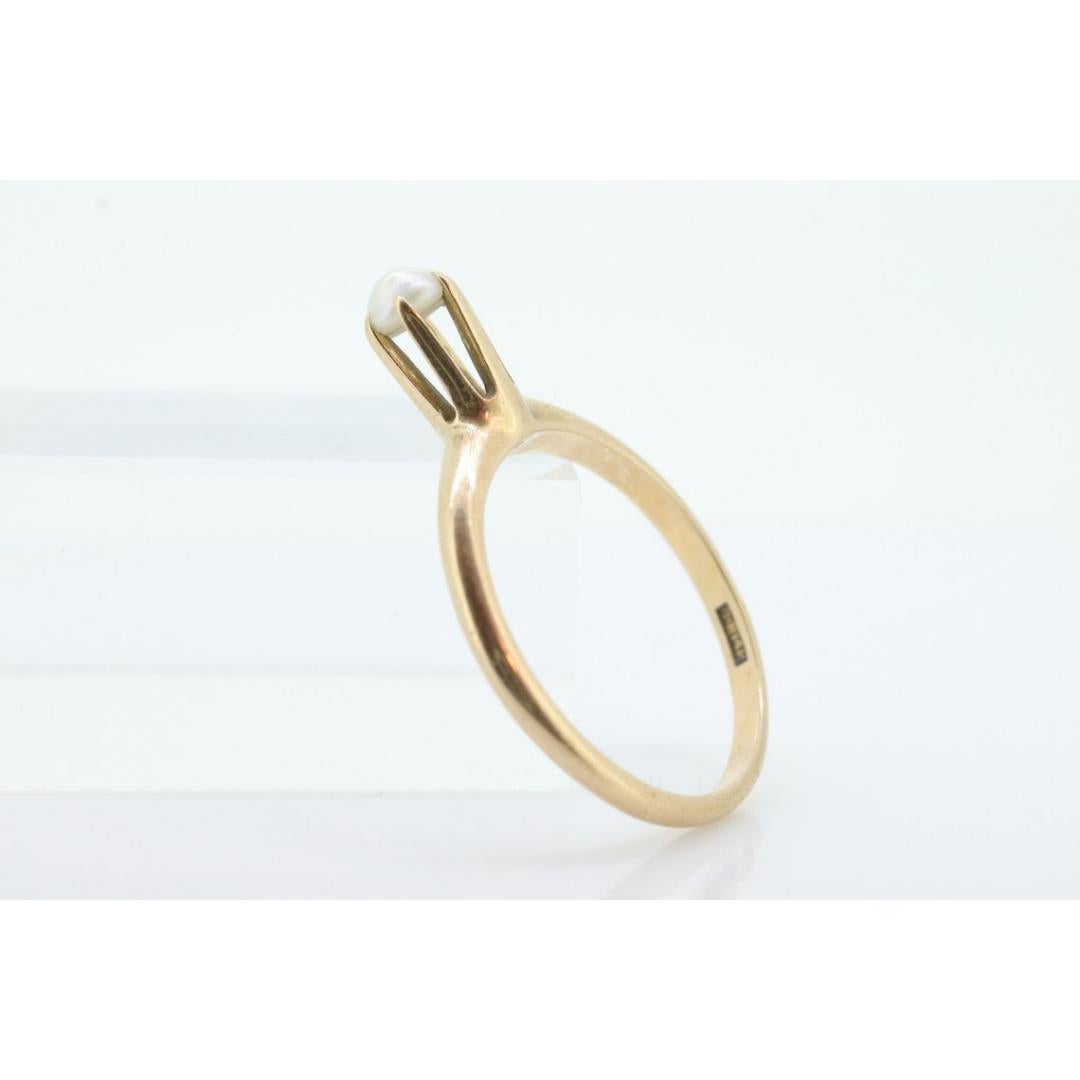Ostby Barton Perlenring. 14k Gelbgold HIGH Claw Design. OB aus dem Art déco-Stil, 1920 2