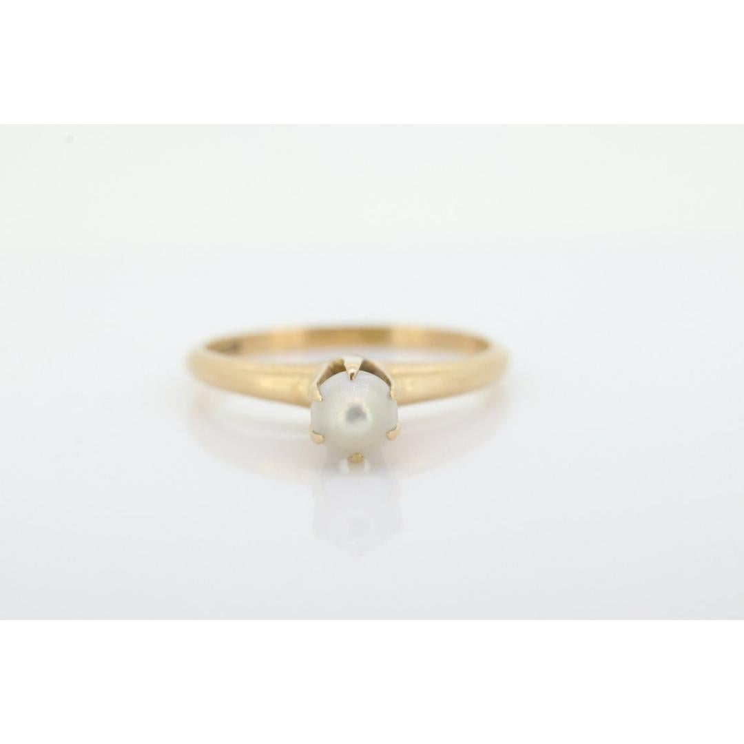 Ostby Barton Perlenring. 14k Gelbgold HIGH Claw Design. OB aus dem Art déco-Stil, 1920 3