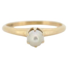 Anello con perla di Ostby Barton. Anello in oro giallo 14k con design The Claw. OB da Art Deco 1920