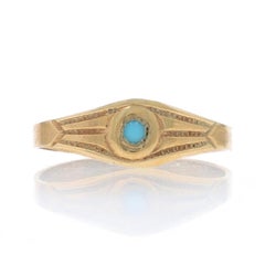 Ostby & Barton Simulated Turquoise Art Deco Baby Ring Yellow Gold 10k Midi Child