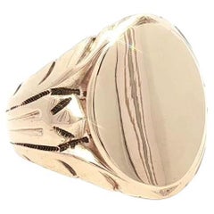 Anello da uomo vintage in oro giallo 10k con firma incisa a mano di Ostby Barton