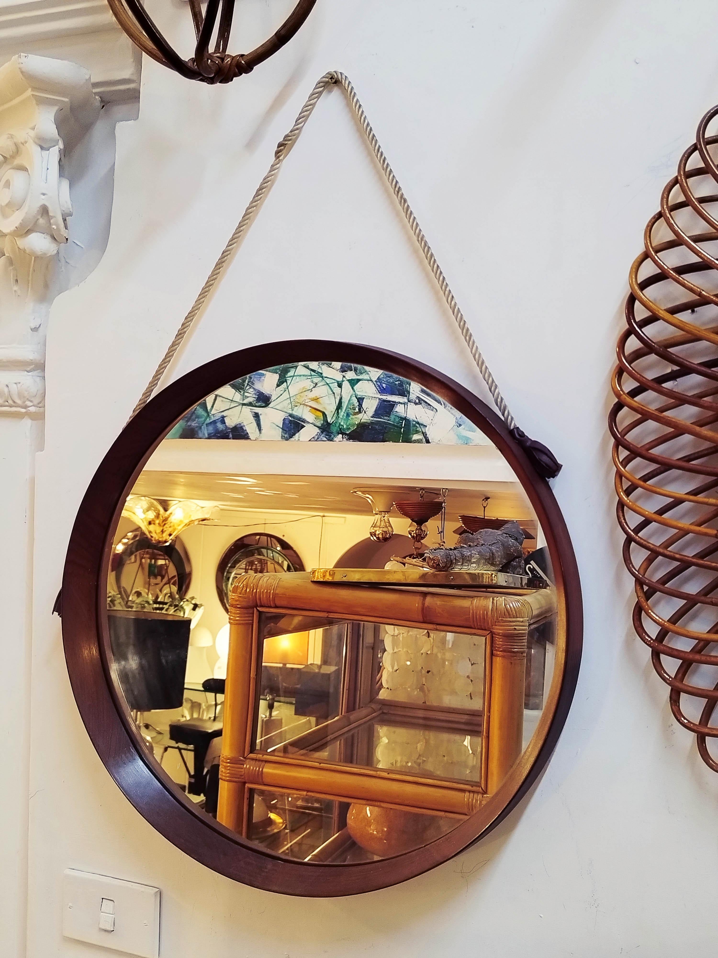 Osten Kristiansson for Luxus Teak Wall Mirror, Swedish, 1960s In Good Condition For Sale In Naples, IT